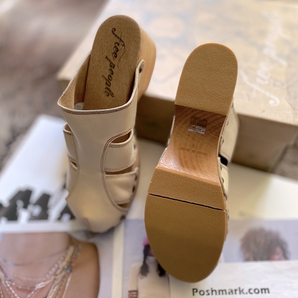 Free People Fisherman Leather Wooden Clog Mules, size 39 / 8.5 - Picture 6 of 15
